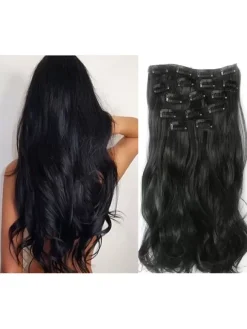 Extension Cheveux Synthétique Rajout de cheveux Boucles de Cheveux Longues