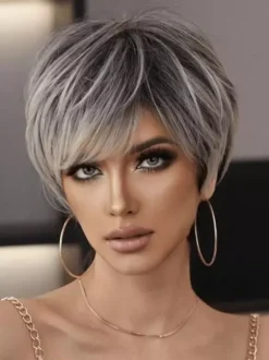 Faits saillants Perruques courtes Pixie Cut Perruque synthétique quotidienne en fibre résistante à la chaleur pour femmes 2026