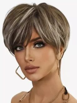 Faits saillants Perruques courtes Pixie Cut Perruque synthétique quotidienne en fibre résistante à la chaleur pour femmes 2026