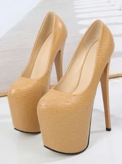 Femmes Chaussures Plateforme Talons Noir Chaussures carrés de Sexy Toe