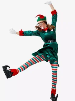 Femmes Noël Ensemble Noël Elfe Vert Foncé Costume de Vacances Déguisements Cadeau Noël