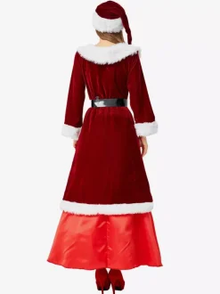 Femmes Robe De Noël Fourrure Tunique Rouge Costumes Cosplay Déguisements Noël