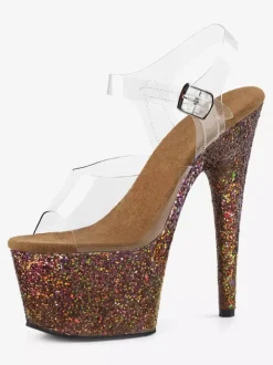 Femmes Sandales Sexy Or clair Synthétique Cuir Peep Toe 2.8 Sandales à plateforme