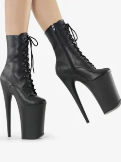 Femmes Sexy Bottes Bout Rond Zipper Zipper Talon Aiguille Rave Club Noir Cuissardes Bottes Sur Les Bottes Au Genou