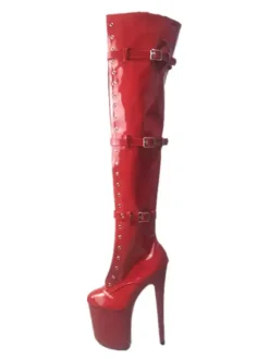 Femmes Sexy Bottes Bout Rond Zipper Zipper Talon Aiguille Rave Club Noir Cuissardes Bottes