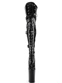 Femmes Sexy Bottes Bout Rond Zipper Zipper Talon Aiguille Rave Club Noir Cuissardes Bottes