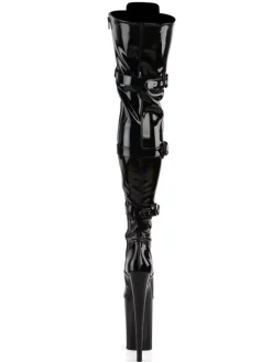 Femmes Sexy Bottes Bout Rond Zipper Zipper Talon Aiguille Rave Club Noir Cuissardes Bottes