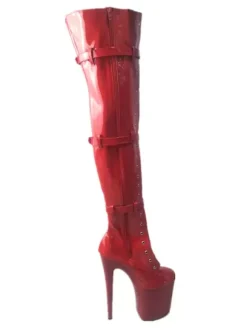 Femmes Sexy Bottes Bout Rond Zipper Zipper Talon Aiguille Rave Club Noir Cuissardes Bottes