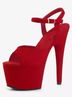 Femmes Sexy Sandales Noir Synthétique En Cuir Peep Toe Monk Strap Chaussures Sexy