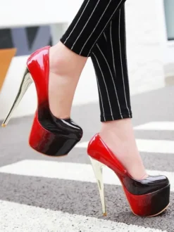 Femmes sexy talons hauts vert bout rond chaussures sexy