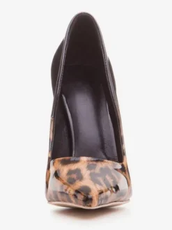 Femmes talons hauts bout pointu imprimé léopard talon aiguille chaussures à talons hauts nude