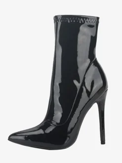 Femmes Vernis Cheville Blanc Bout Pointu Talon Haut Sexy Chaussons En Cuir Brillant