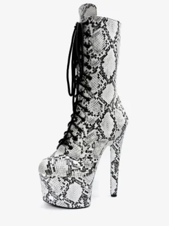 Femmes Bottes Sexy Bout Rond Glissière Serpent Talon Aiguille Pôle Danse Noir