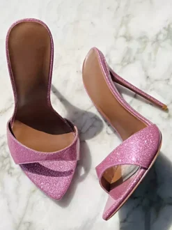 Femmes Quotidien Décontracté Chic Bout Pointu Talon Aiguille Escarpins PU Cuir
