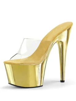 Femmes Sexy Sandales Noir Rouge PVC Upper Peep Toe 2.8 