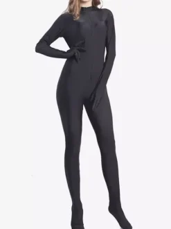 Femmes Zentai Jumpsuit Déguisements Halloween Justaucorps Noir Lycra Spandex Catsuit