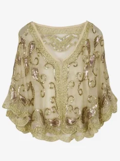 Flapper Girl Cap Rétro Années 1920 Great Gatsby Paillette Châle Déguisements Halloween