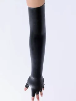 Gants de latex noirs à doigts ouverts Déguisements Halloween