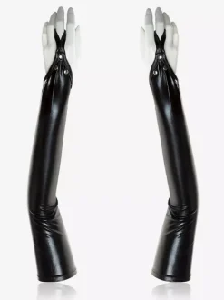 Gants Femmes Zentai Gant Sexy Noir Métallique Brillant Verni Déguisements Halloween