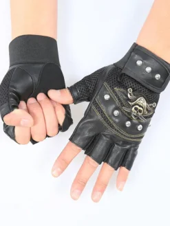 Gants Homme Chic Skull Polyester Gants Noirs