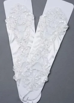 Gants mitaines en dentelle ivoire longueur de coude