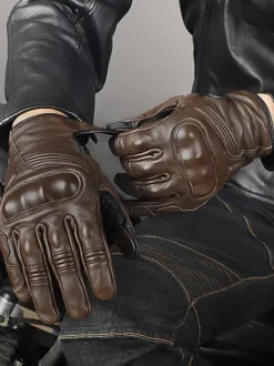 Gants Noirs Moto En Cuir Hommes Écran Tactile Course Vélo Escalade Randonnée