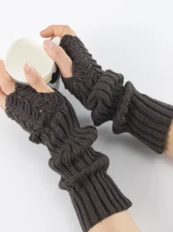 Gants Chauffants Femme en Côtelé Unicolore
