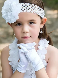 Gants de fille de fleur blancs Soirée formelle Accessoires de fille de fleur de mariage