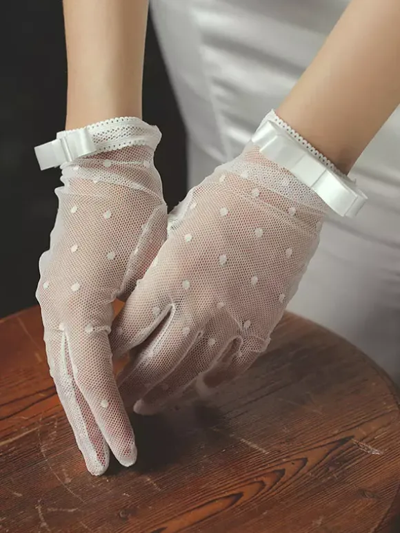 Gants de mariage Gants N艙uds en dentelle Gants de mariée