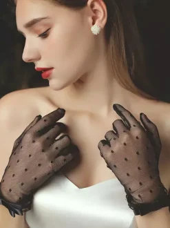 Gants de mariage Gants N艙uds en dentelle Gants de mariée