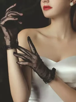 Gants de mariage Gants N艙uds en dentelle Gants de mariée