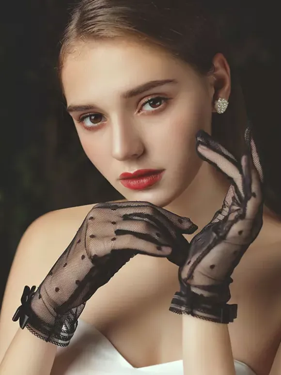 Gants de mariage Gants N艙uds en dentelle Gants de mariée