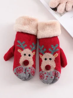 Gants Femme Motif Noël Cerf Cadeau Noël