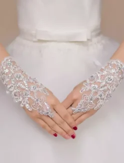 Gants Mitaines en dentelle ivoire de mariage Longueur de poignet