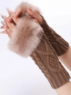 Gants Pour Femmes Mitaines Tricotés Chauds D'hiver Sans Doigts