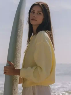 Gilet cardigan en maille à épaules tombantes et manches longues pour femme 2026