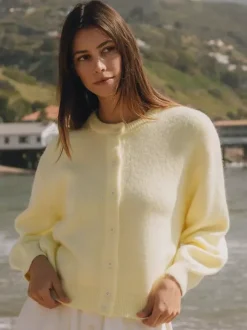 Gilet cardigan en maille à épaules tombantes et manches longues pour femme 2026
