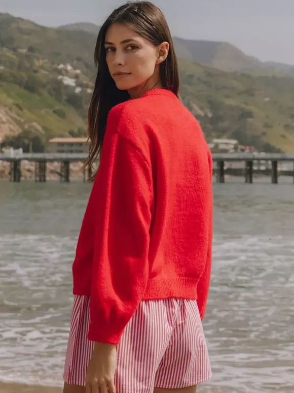 Gilet cardigan en maille à épaules tombantes et manches longues pour femme 2026
