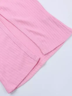 Gilet court à poignets en fourrure rose pour femme - Haut côtelé à manches longues et col en V style années 2000 - Boléro sexy pour soirées en club 2026