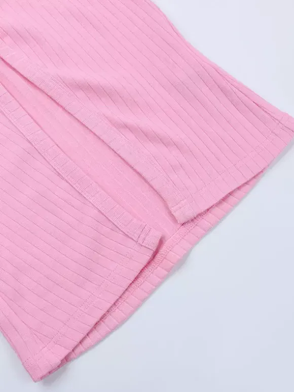 Gilet court à poignets en fourrure rose pour femme - Haut côtelé à manches longues et col en V style années 2000 - Boléro sexy pour soirées en club 2026