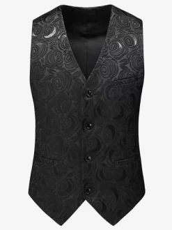 Gilet De Costume Coupe Cintré Grande Taille Homme Mariage Sans Manches Boutons