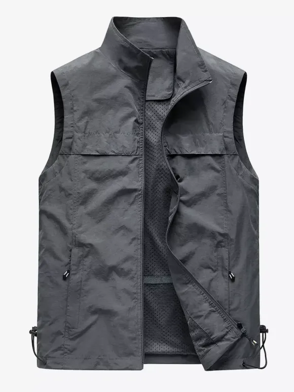 Gilet de pêche classique d'extérieur pour hommes imperméable respirant multi-poches gilet décontracté