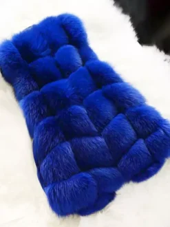 Gilet en fausse fourrure veste mi-longue d'hiver écologique sans manches pour femme 2026
