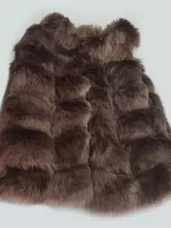 Gilet en fausse fourrure veste mi-longue d'hiver écologique sans manches pour femme 2026