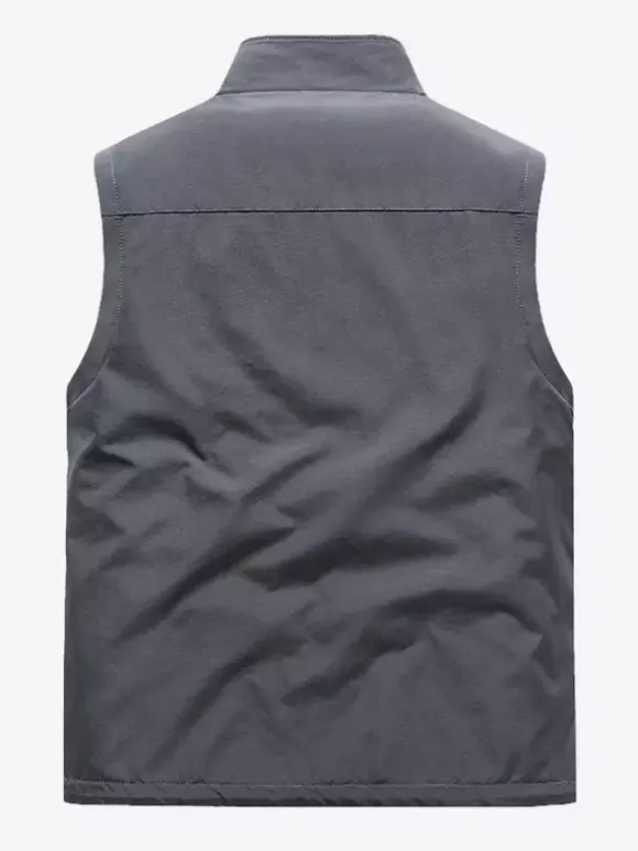 Gilet sans manches à col montant pour homme doublé polaire