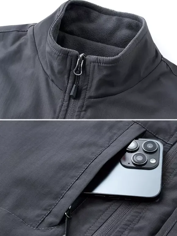 Gilet sans manches à col montant pour homme doublé polaire