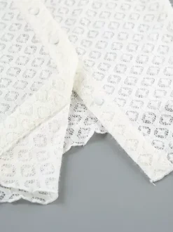 Gilet cardigan ajusté en maille ajourée avec manches évasées pour femme 2026