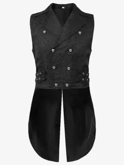 Gilet en fibre de polyester sans manches vintage noir vintage costumes rétro pour homme