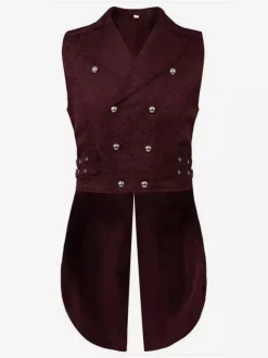 Gilet en fibre de polyester sans manches vintage noir vintage costumes rétro pour homme