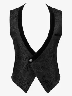 Gilet Noir Vintage Top Rétro Sans Manches Polyester Fibre Top Rétro Costumes Pour Homme
